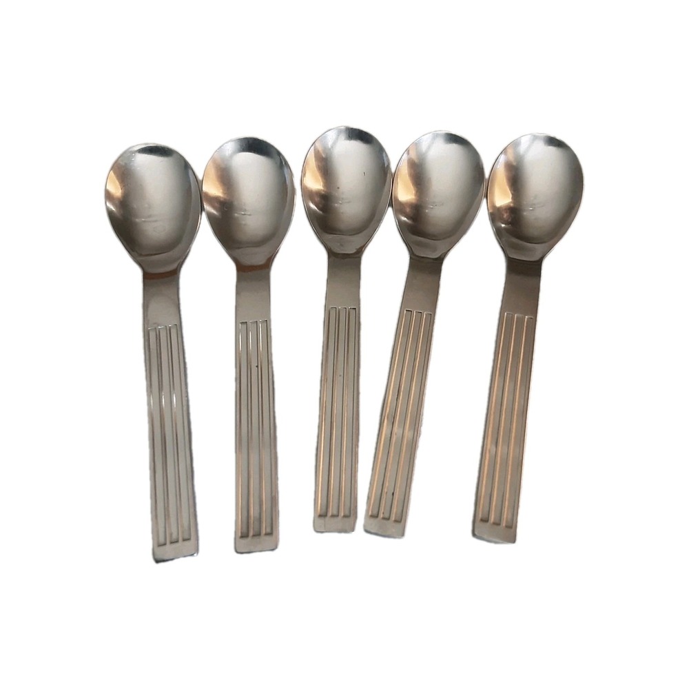 Dansk Thebe 5 teaspoons 6 3/8" Ribbed Flatware GC Japan